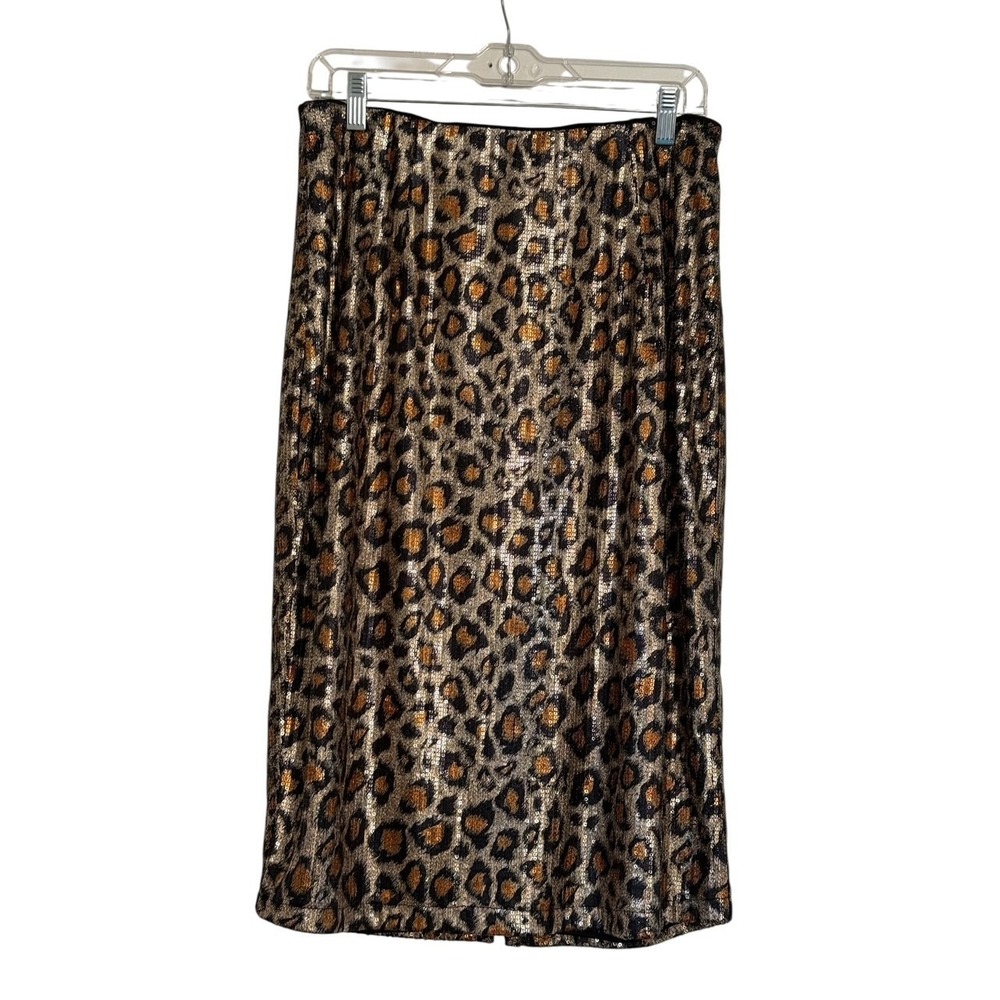 ASHLEY‎ STEWART SEQUINED ANIMAL PRINT MIDI SKIRT SIZE 12